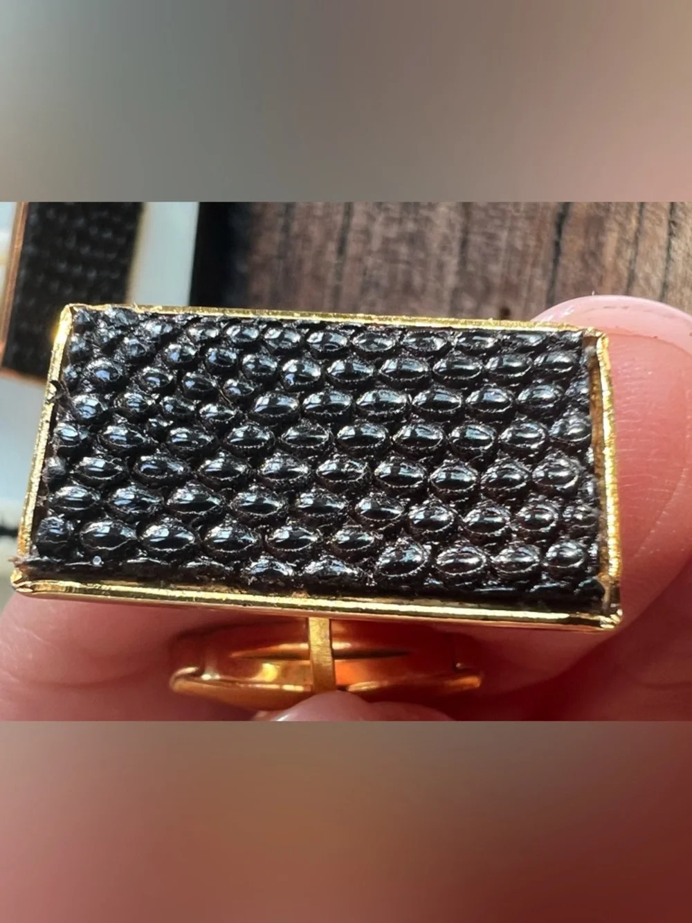 Gold and Black Rectangular Cufflinks - Classic Men's Accessory